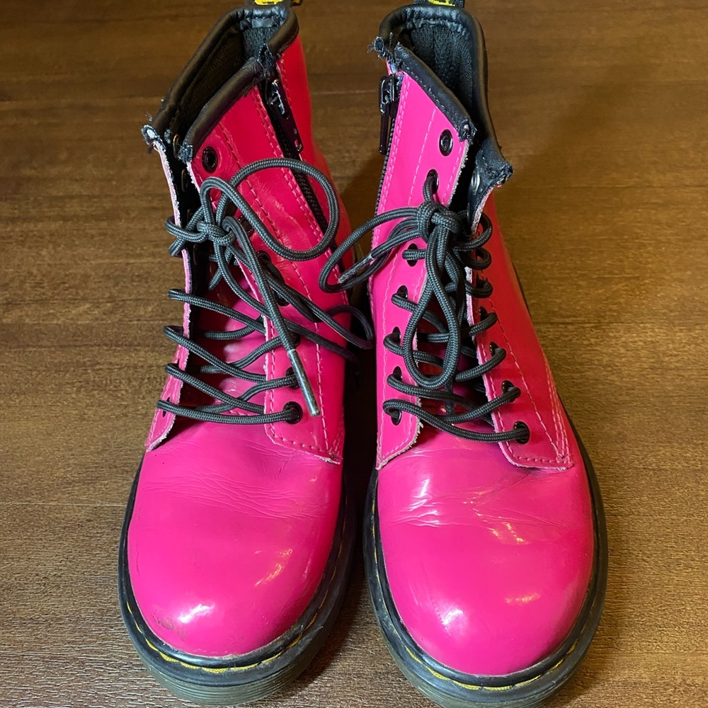Hot Pink Doc Martens Delaney Patent Boots